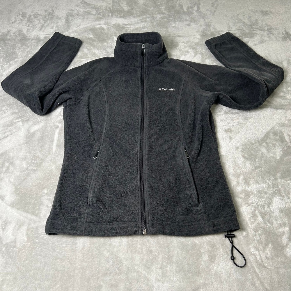 Columbia Womens Black Long Sleeve Pockets Fleece Full-Zip Jacket Size S
